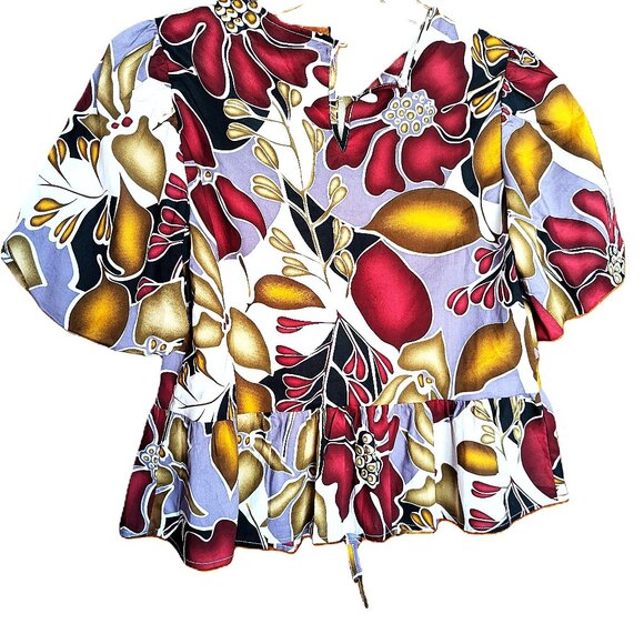 MELLODAY BRIGHT FLORAL PRINT TOP SIZE LARGE NWT - Picture 2 of 2